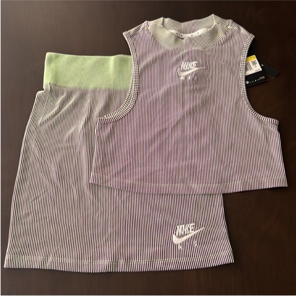 Nike Purple & Green Striped Set with Green Waistband